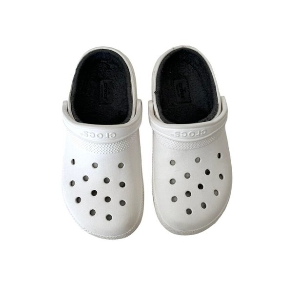 CROCS Shoes Crocs Unisex Womens 9 Mens 7 White Fur Line Clogs